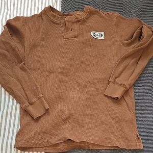 Coach Brown Long‎ Sleeve Designer Henley Shirt
